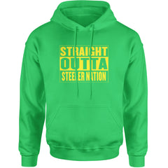 Straight Outta Steeler Nation Football graphic on Unisex Heavyweight Fleece Pullover Hoodie in Kelly Green