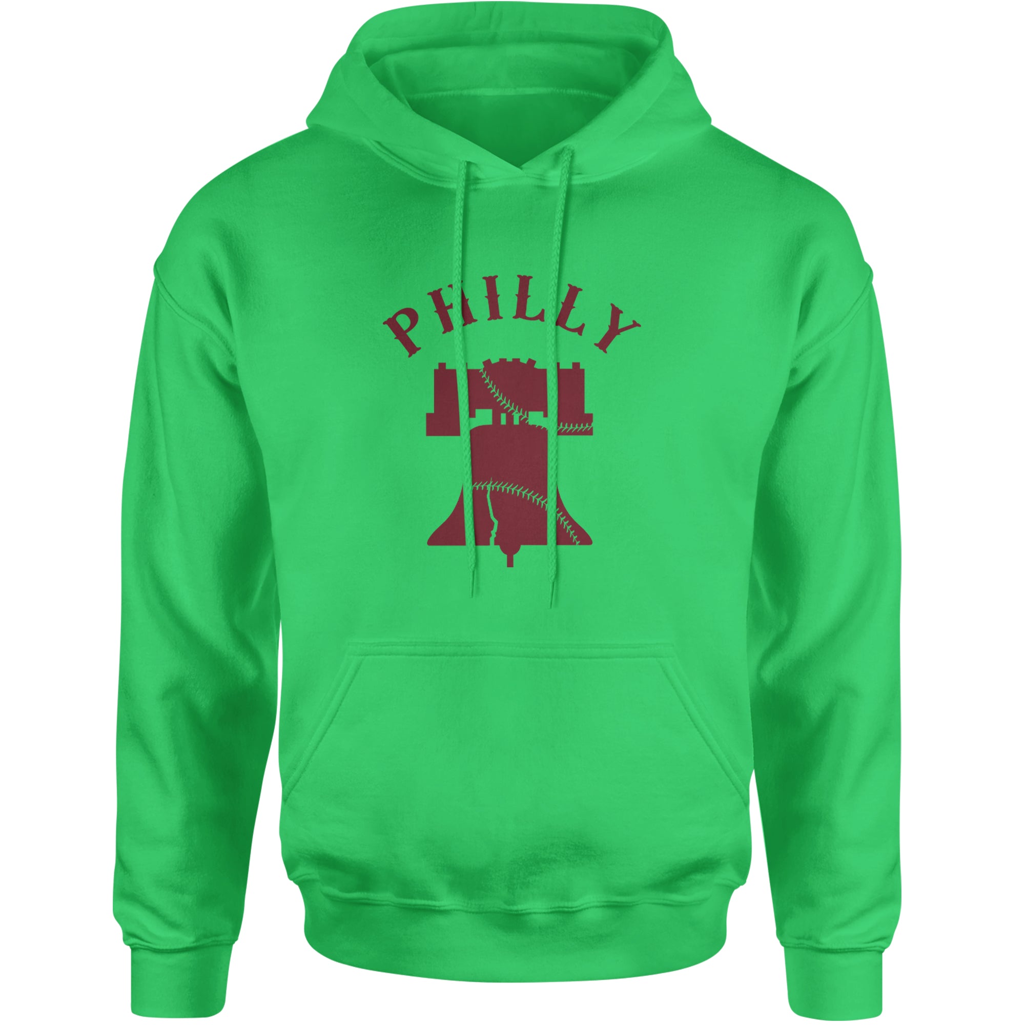 Philly Cracked Liberty Bell Adult Hoodie Sweatshirt Kelly Green