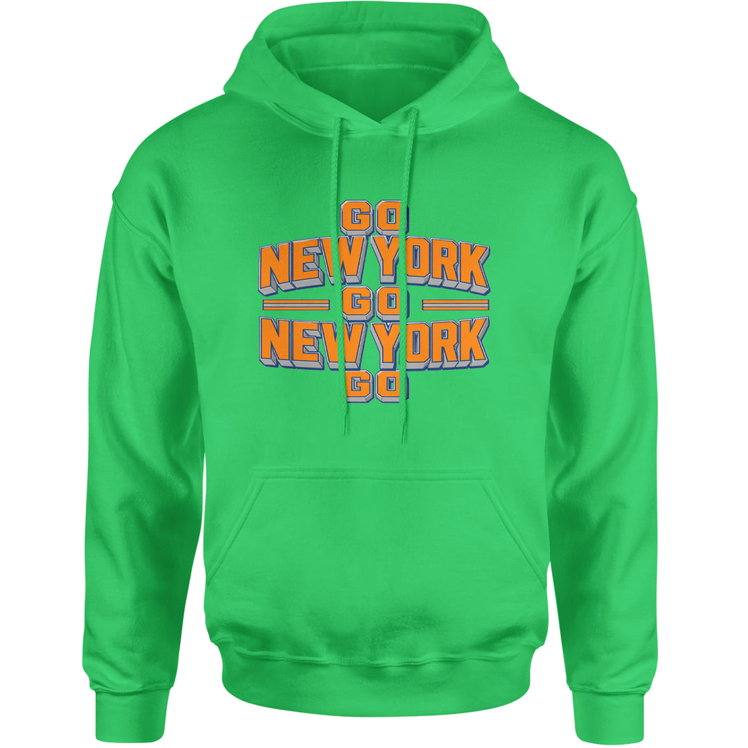 Go New York Go Basketball Adult Hoodie Sweatshirt Kelly Green