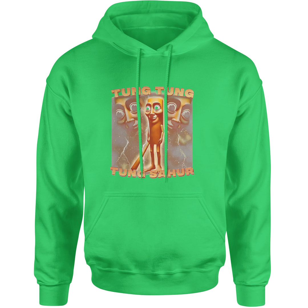 Tung Tung Tung Sahur Enforcer Adult Hoodie Sweatshirt Kelly Green