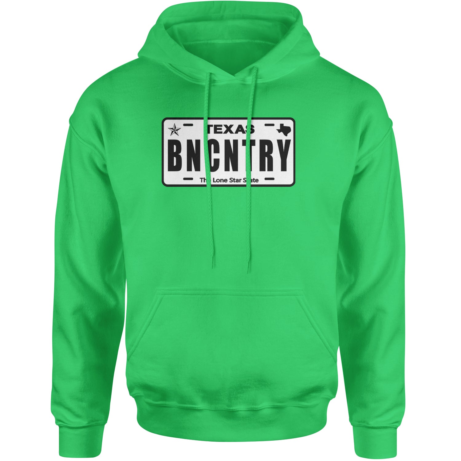 Texas License Plate BNCNTRY Adult Hoodie Sweatshirt Kelly Green