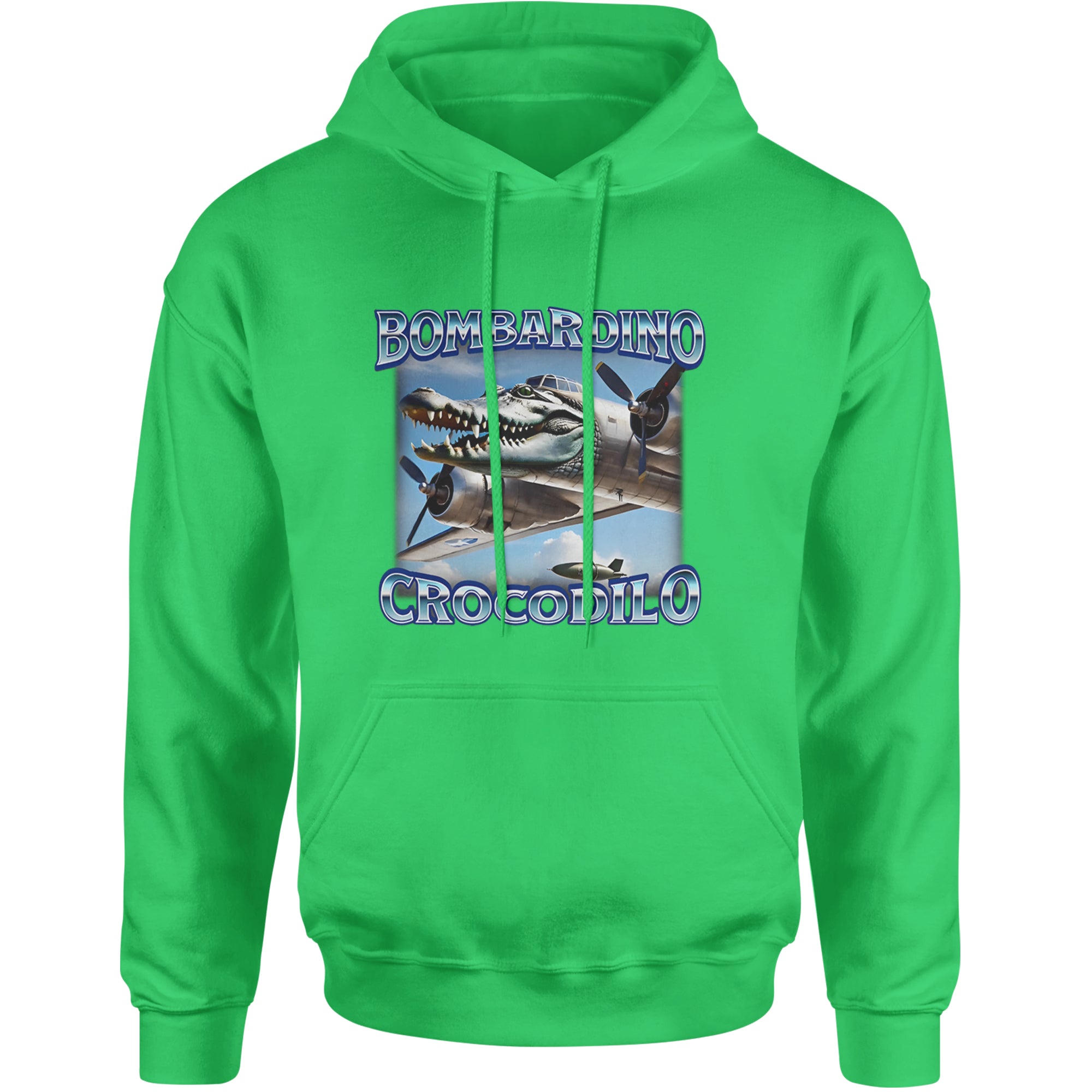 Bombardino Crocodilo Brainrot Adult Hoodie Sweatshirt Kelly Green