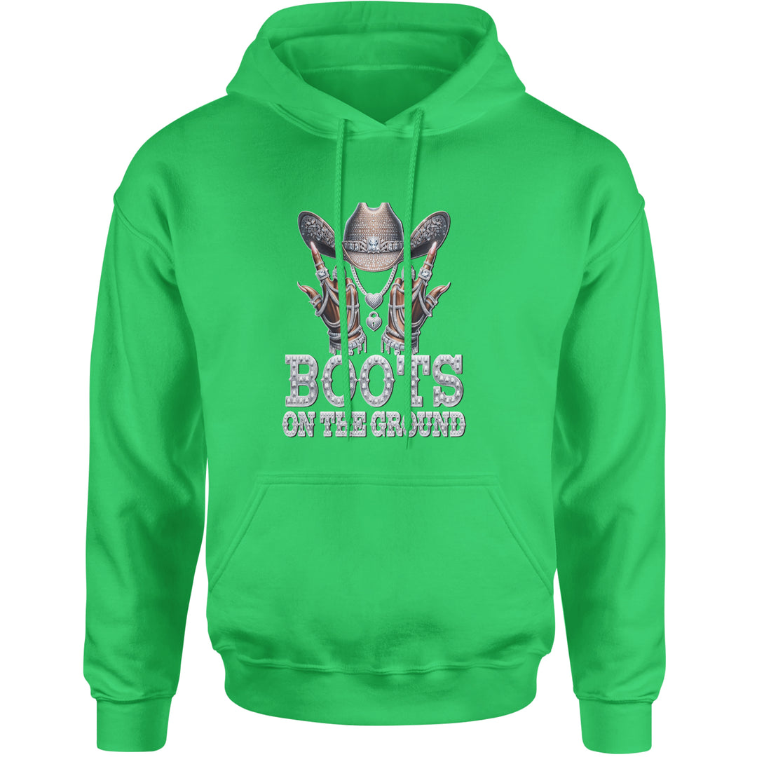 Boots On The Ground Bling Adult Hoodie Sweatshirt Kelly Green