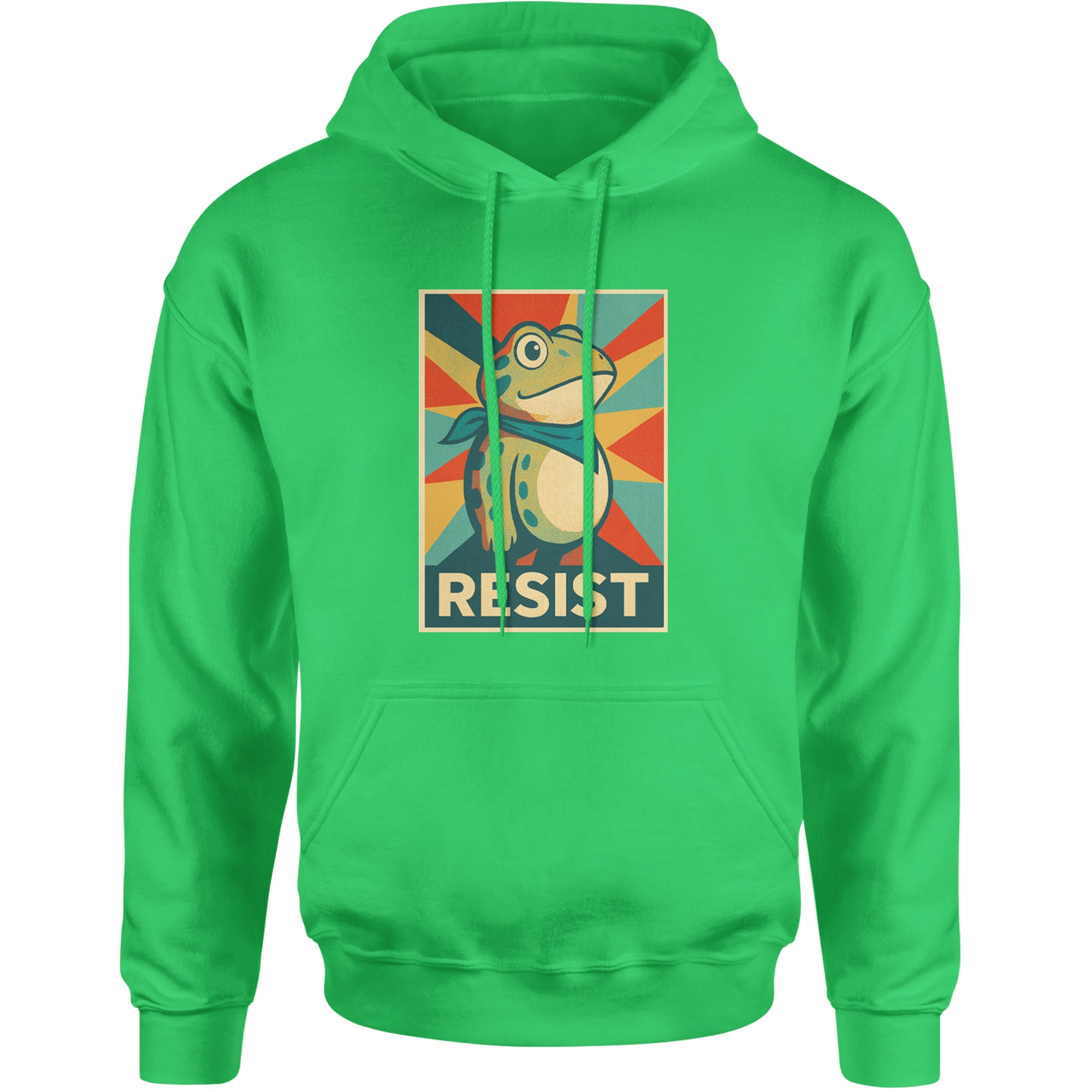Resist Portland Protest Frog Adult Hoodie Sweatshirt Kelly Green