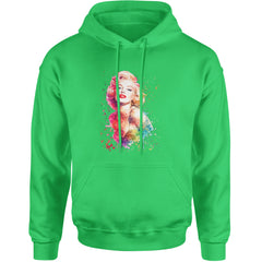 Mrs. Monroe Watercolors Bombshell Adult Hoodie Sweatshirt Kelly Green