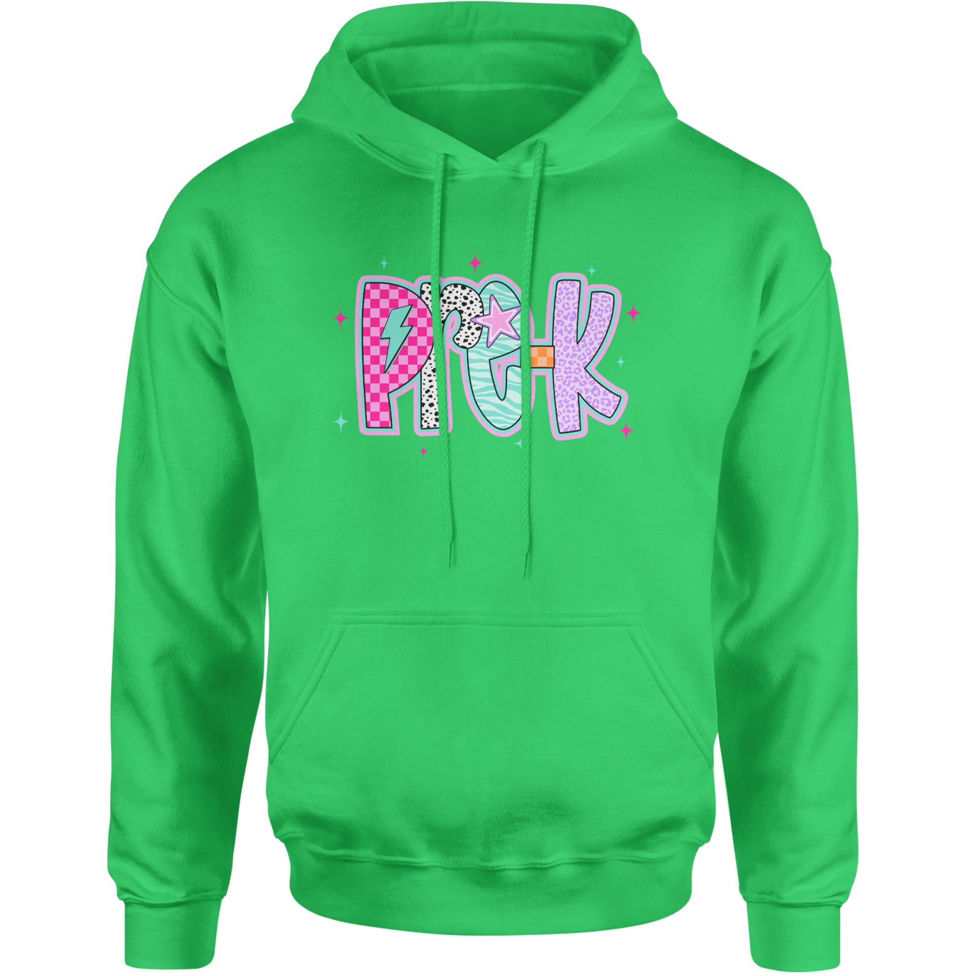 Pre-K Party Time Colorful Back to School Adult Hoodie Sweatshirt Kelly Green