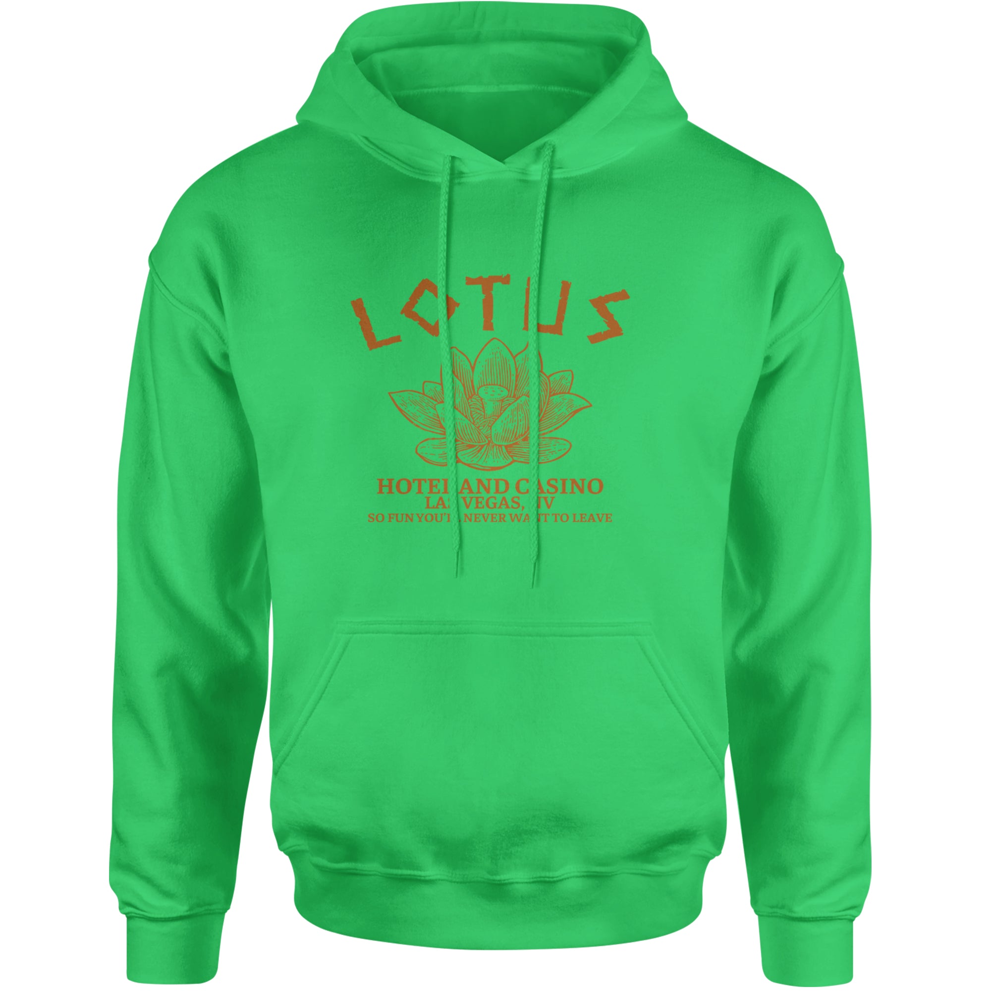 Lotus Hotel and Casino Adult Hoodie Sweatshirt Kelly Green