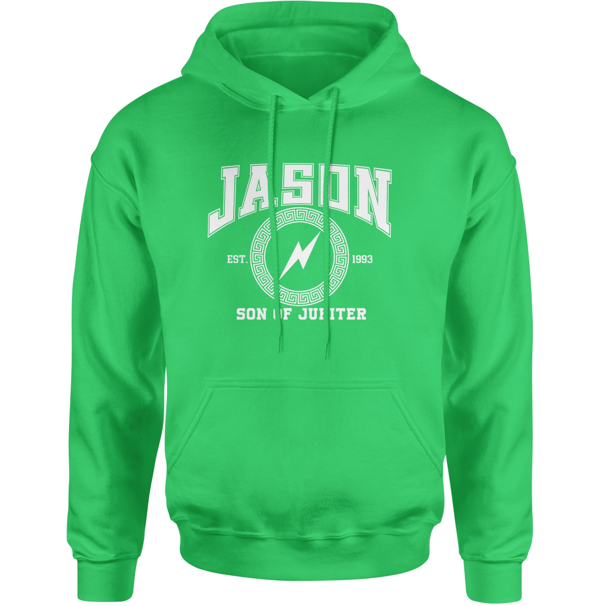 Jason Son of Jupiter Storm Bringer Adult Hoodie Sweatshirt Kelly Green