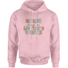 Dancing Through The Lightning Strikes Adult Hoodie Sweatshirt Light Pink