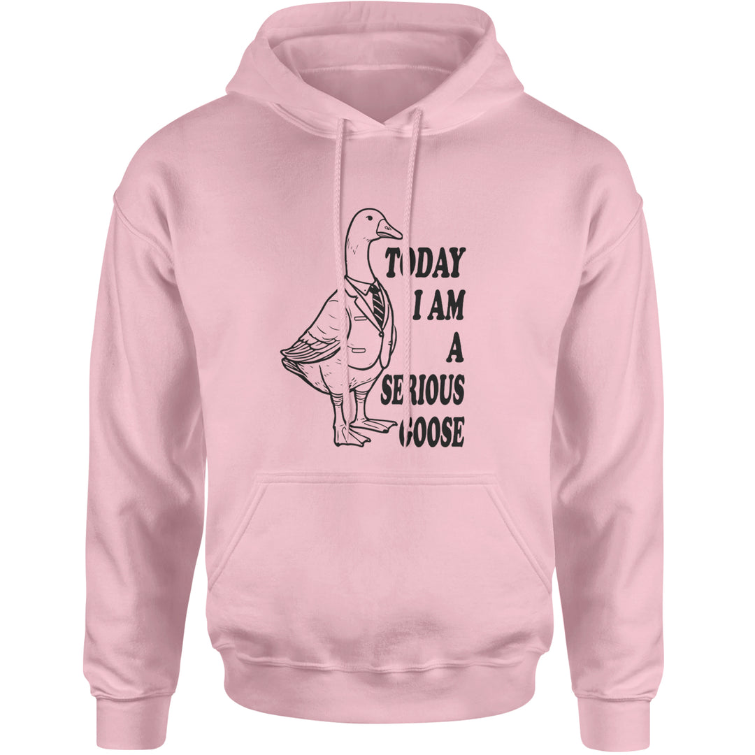 Today I Am A Serious Goose Adult Hoodie Sweatshirt Light Pink