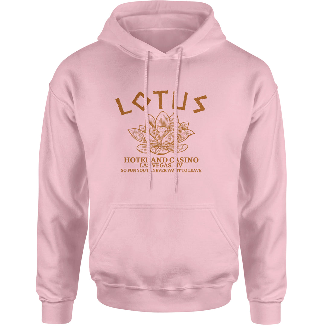 Lotus Hotel and Casino Adult Hoodie Sweatshirt Light Pink