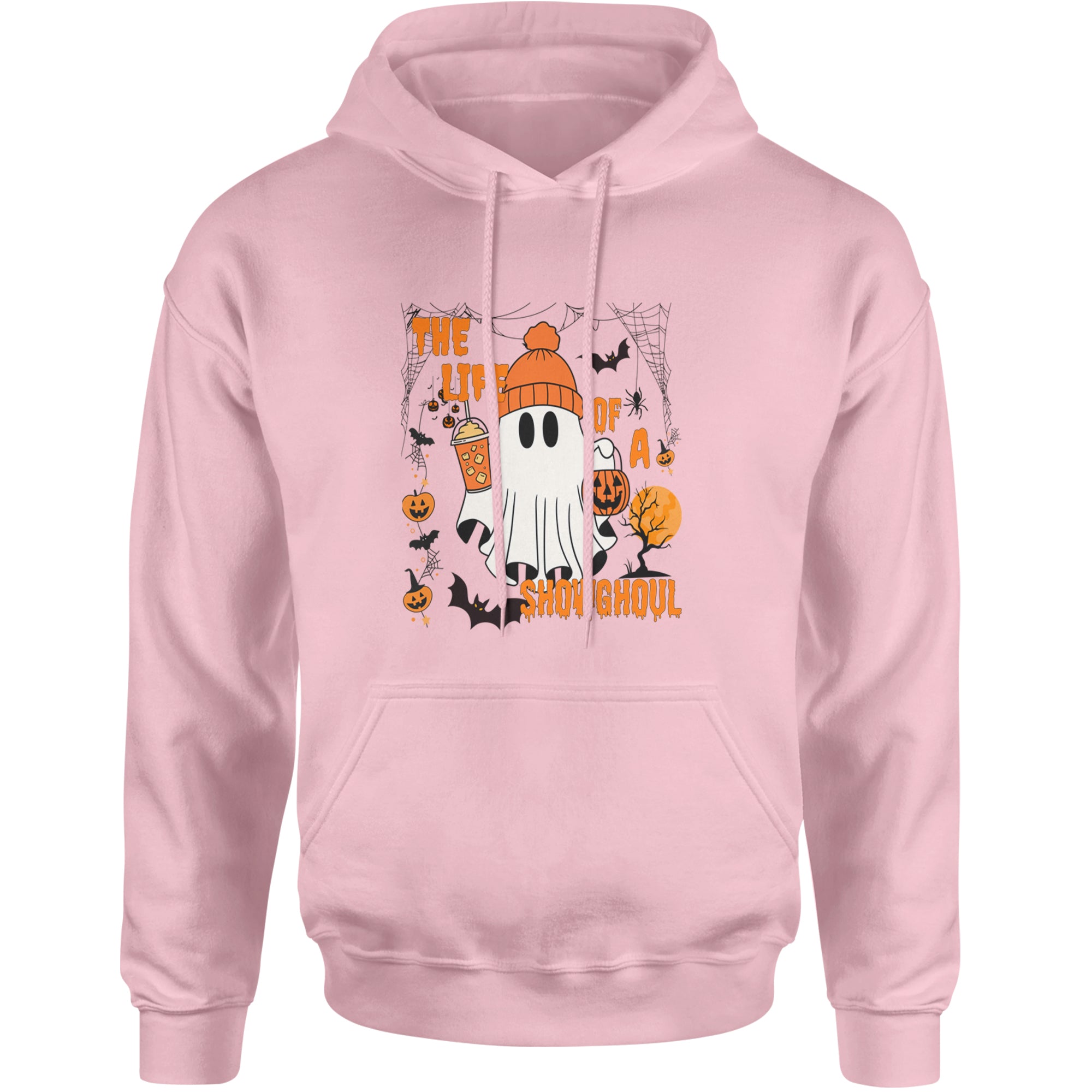 Life of a Showghoul Halloween Showgirl Vibes Adult Hoodie Sweatshirt Light Pink