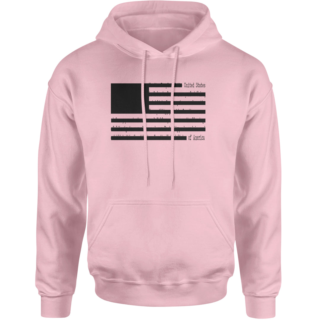 Redacted American Flag Adult Hoodie Sweatshirt Light Pink