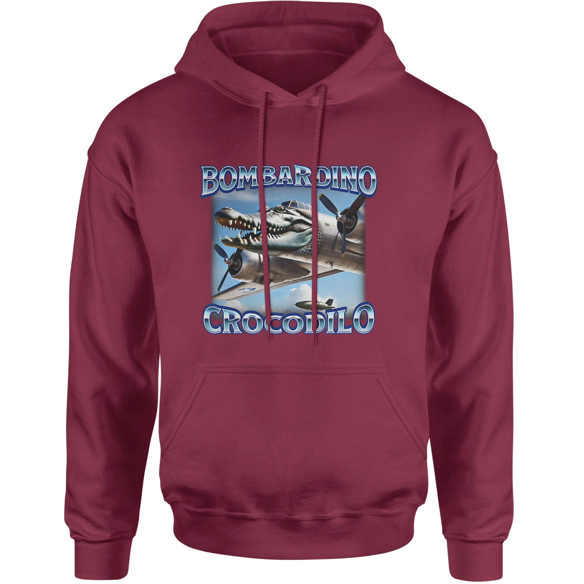 Bombardino Crocodilo Brainrot Adult Hoodie Sweatshirt Maroon