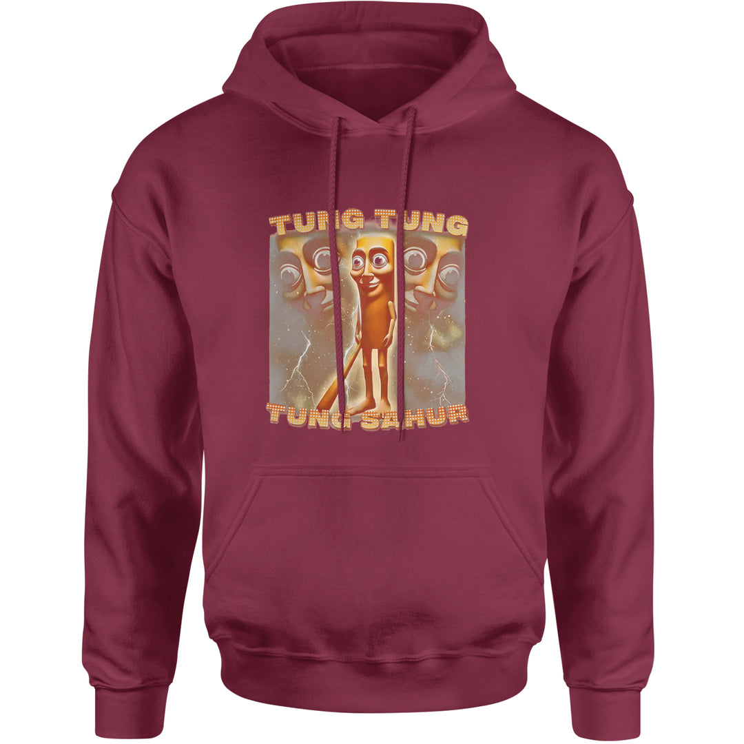 Tung Tung Tung Sahur Enforcer Adult Hoodie Sweatshirt Maroon