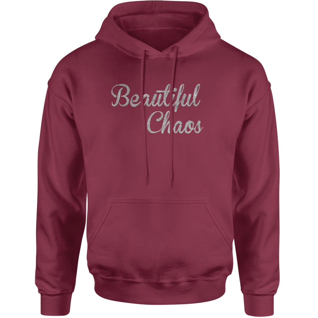 Beautiful Chaos Glitter Music Festival Adult Hoodie Sweatshirt Maroon