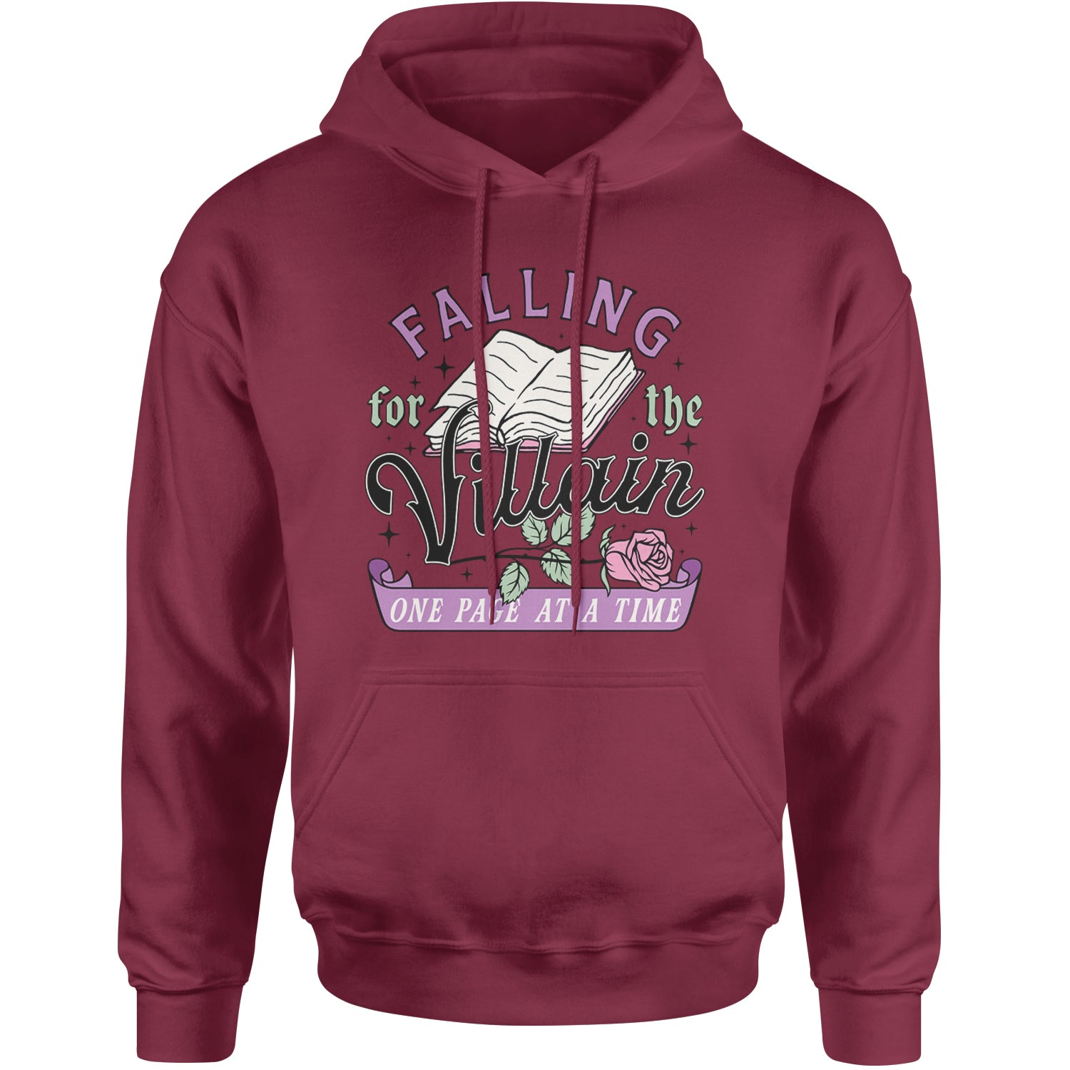 Falling For The Villain One Page At A Time Adult Hoodie Sweatshirt Maroon