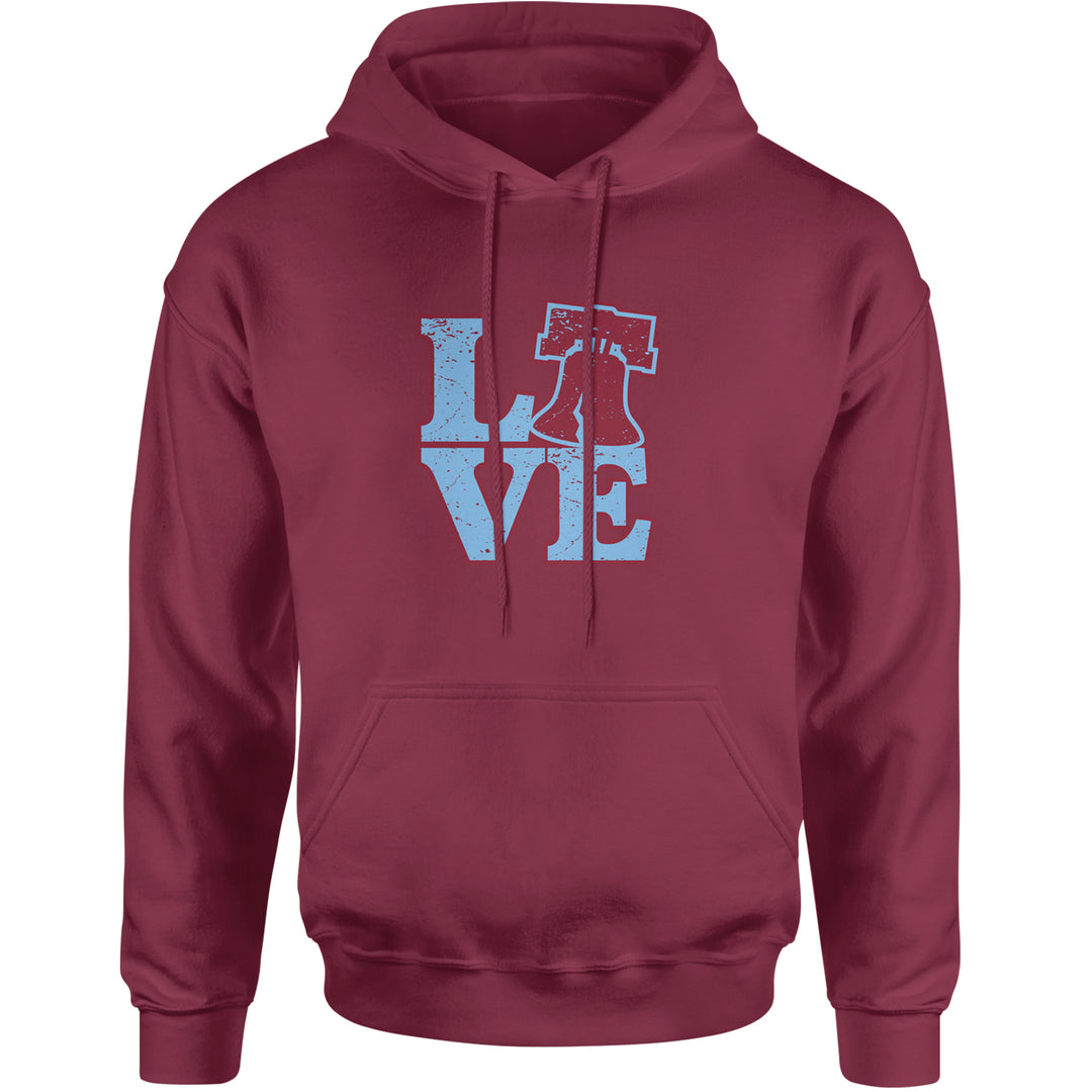 Love Philly Liberty Bell Adult Hoodie Sweatshirt Maroon