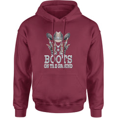 Boots On The Ground Bling Adult Hoodie Sweatshirt Maroon