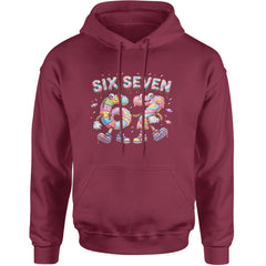 67 Candy Swirl Meme Adult Hoodie Sweatshirt Maroon