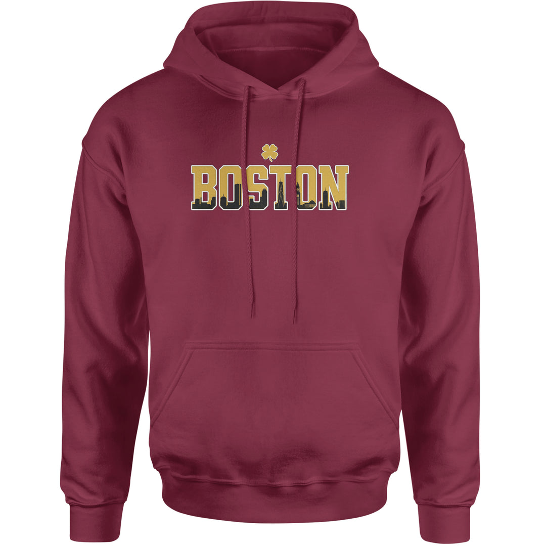 Boston City Pride Irish Adult Hoodie Sweatshirt Maroon