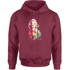 Mrs. Monroe Watercolors Bombshell Adult Hoodie Sweatshirt Maroon