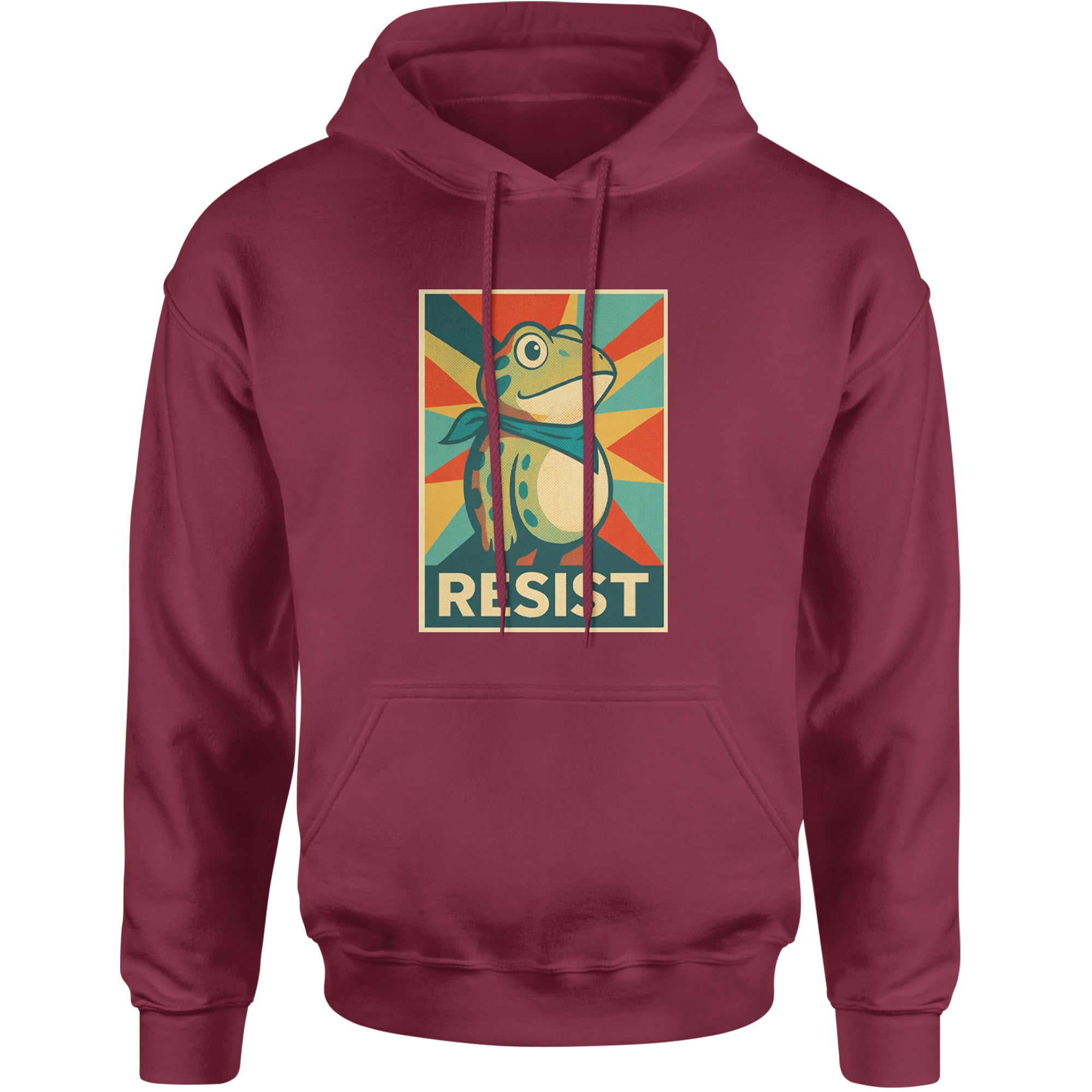 Resist Portland Protest Frog Adult Hoodie Sweatshirt Maroon