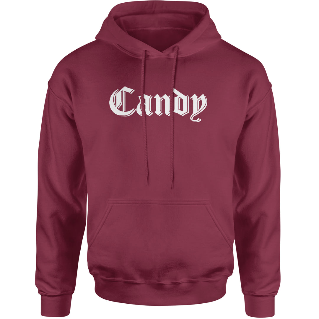 Candy Gothic Lettering Adult Hoodie Sweatshirt Maroon
