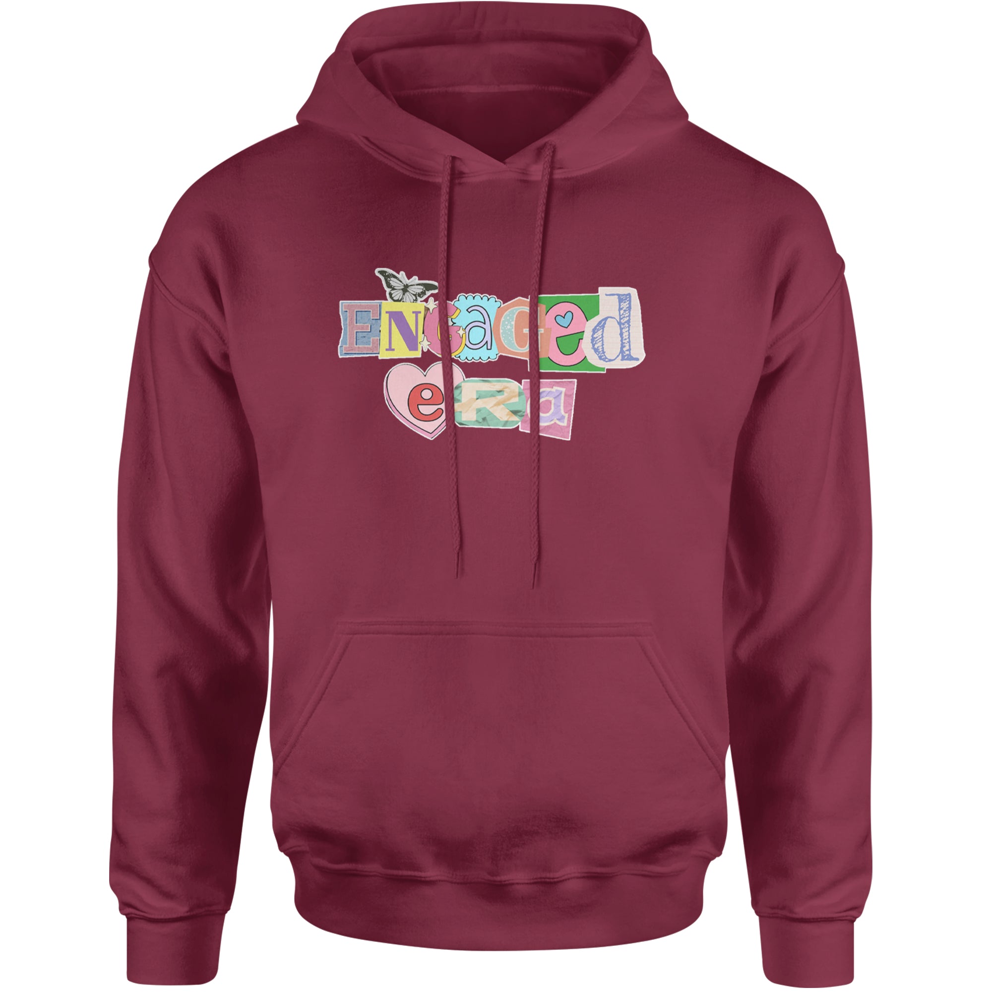 Engaged Era Aesthetic Retro Collage Design Adult Hoodie Sweatshirt Maroon