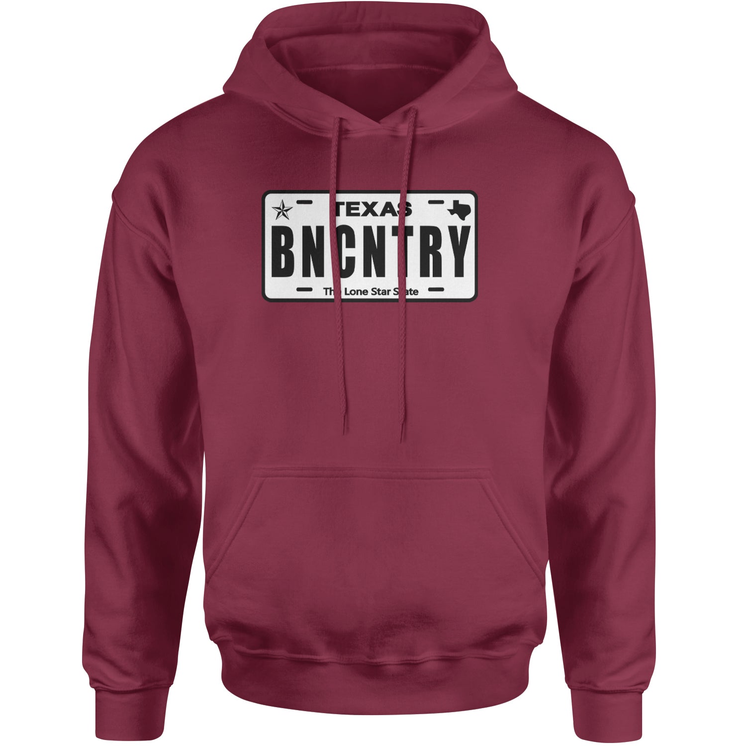 Texas License Plate BNCNTRY Adult Hoodie Sweatshirt Maroon