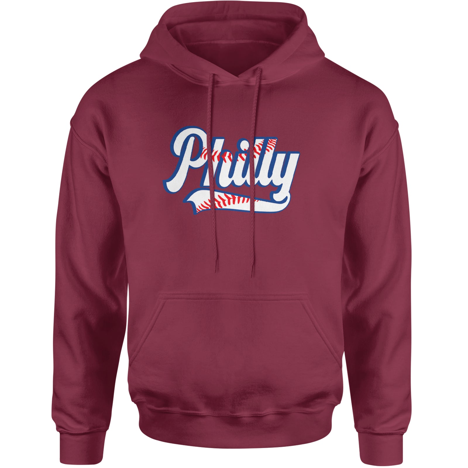 Philly Baseball Stitching Adult Hoodie Sweatshirt Maroon