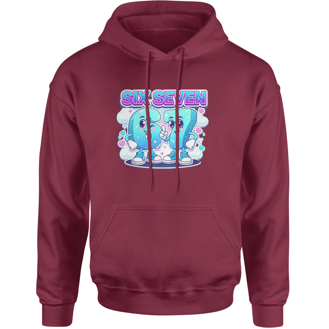 67 Six Seven Meme Kawaii Cloud Adult Hoodie Sweatshirt Maroon