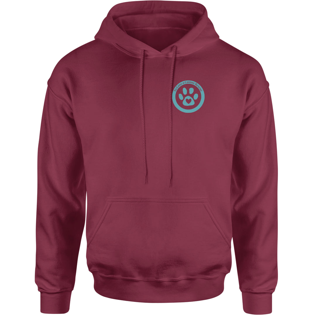 TLC To Love a Canine Dog Rescue Teal Adult Hoodie Sweatshirt Maroon