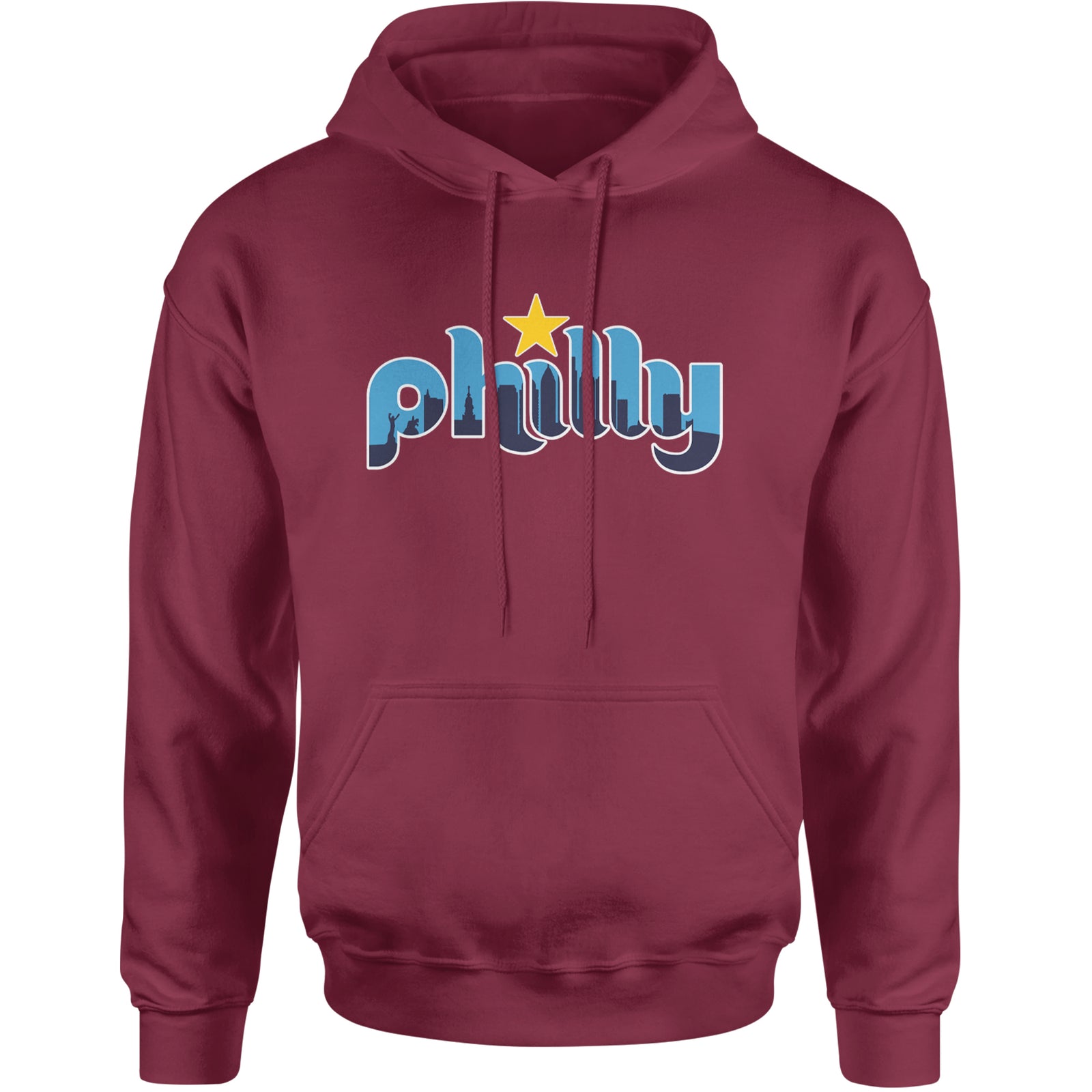 Skyline Philly Philadelphia Adult Hoodie Sweatshirt Maroon