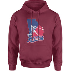 Atlanta Georgia Batter Up Adult Hoodie Sweatshirt Maroon