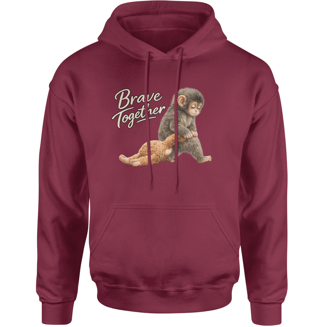 Punch Brave Together Stuffed Animal Adult Hoodie Sweatshirt Maroon