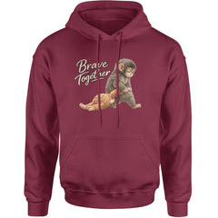 Punch Brave Together Stuffed Animal Adult Hoodie Sweatshirt Maroon