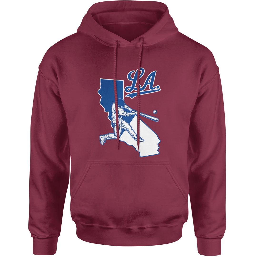 Los Angeles Baseball Batter Up Adult Hoodie Sweatshirt Maroon