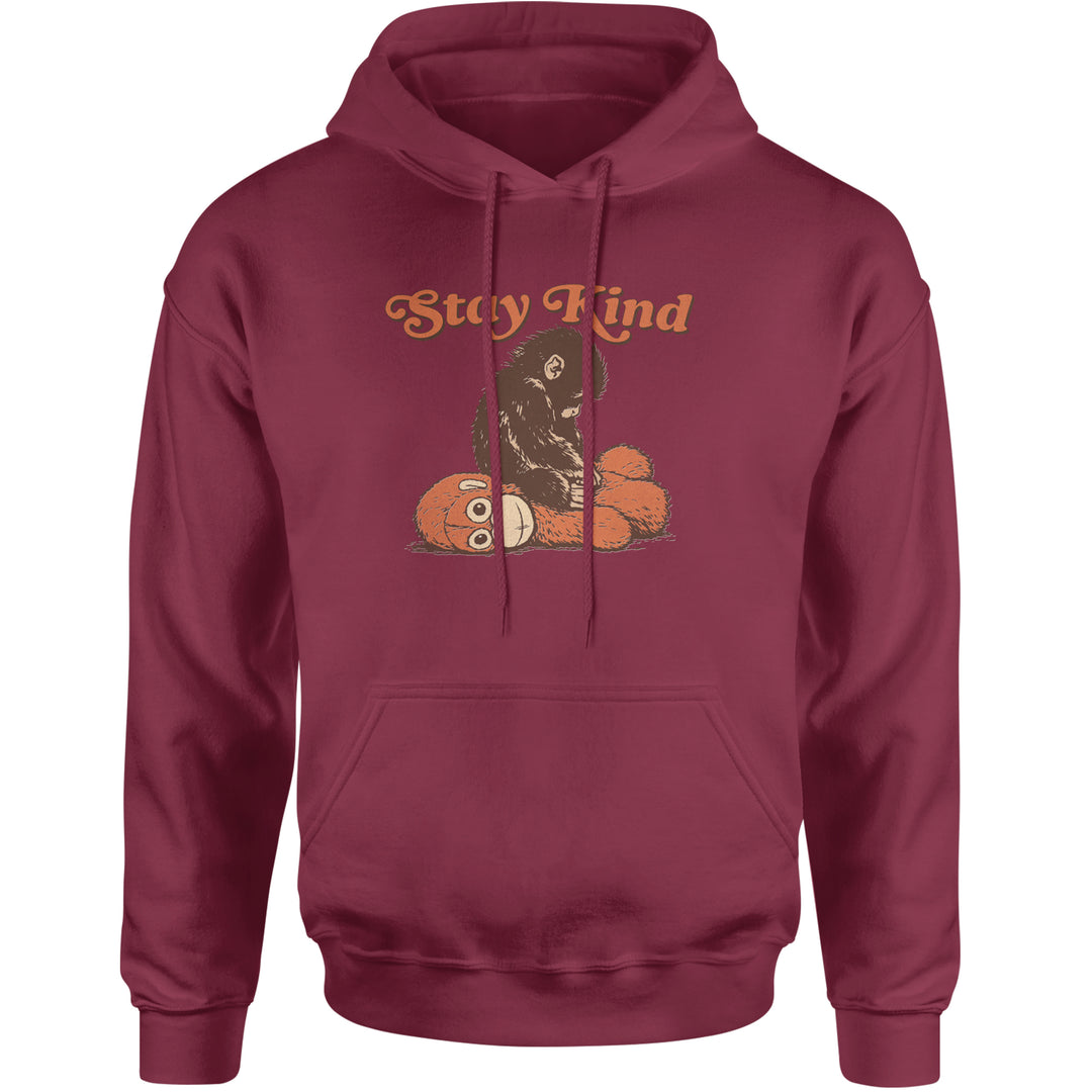 Punch Stay Kind Macaque Adult Hoodie Sweatshirt Maroon