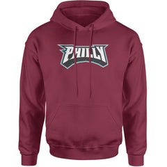 Philly Bold Block Throwback Adult Hoodie Sweatshirt Maroon