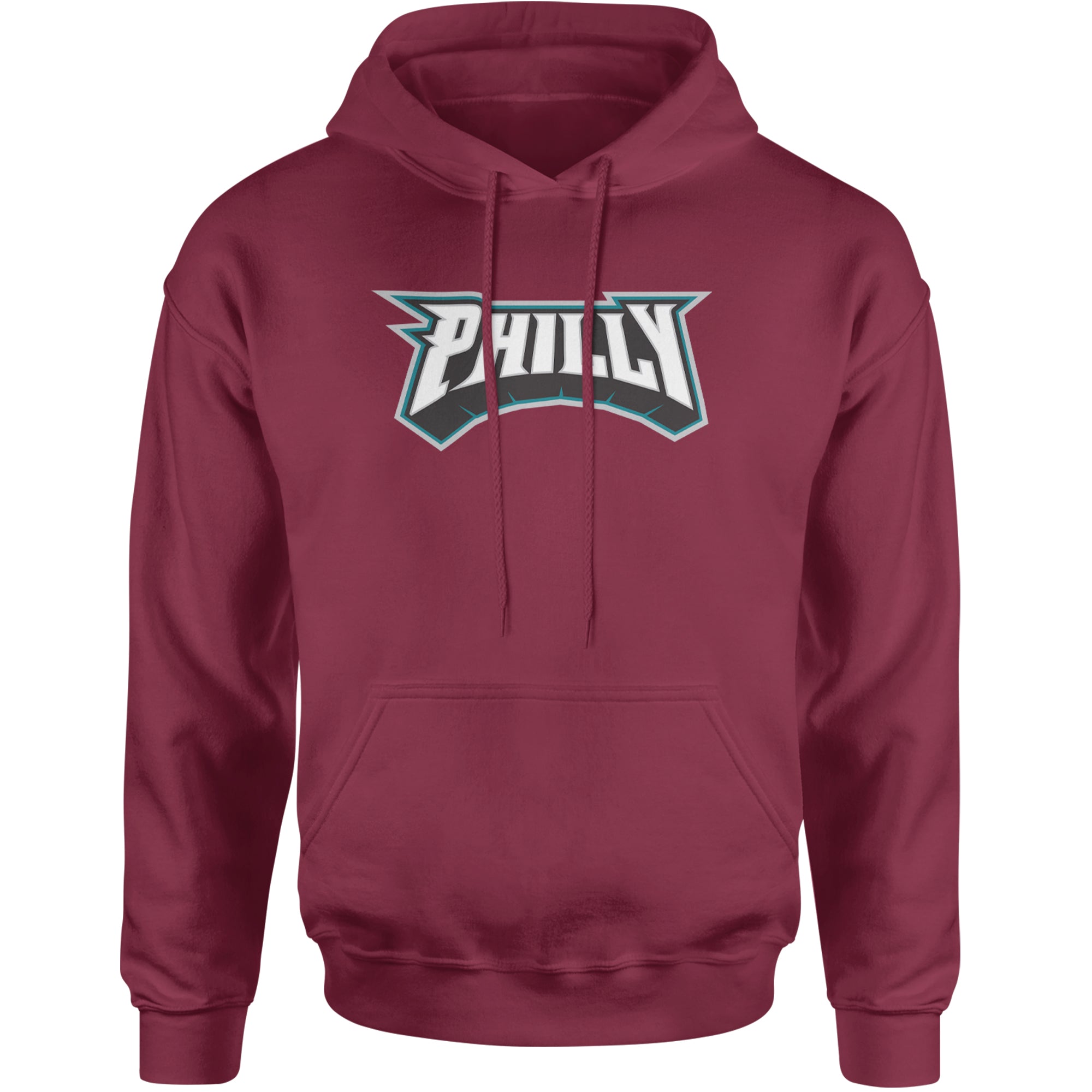 Philly Bold Block Throwback Adult Hoodie Sweatshirt Maroon