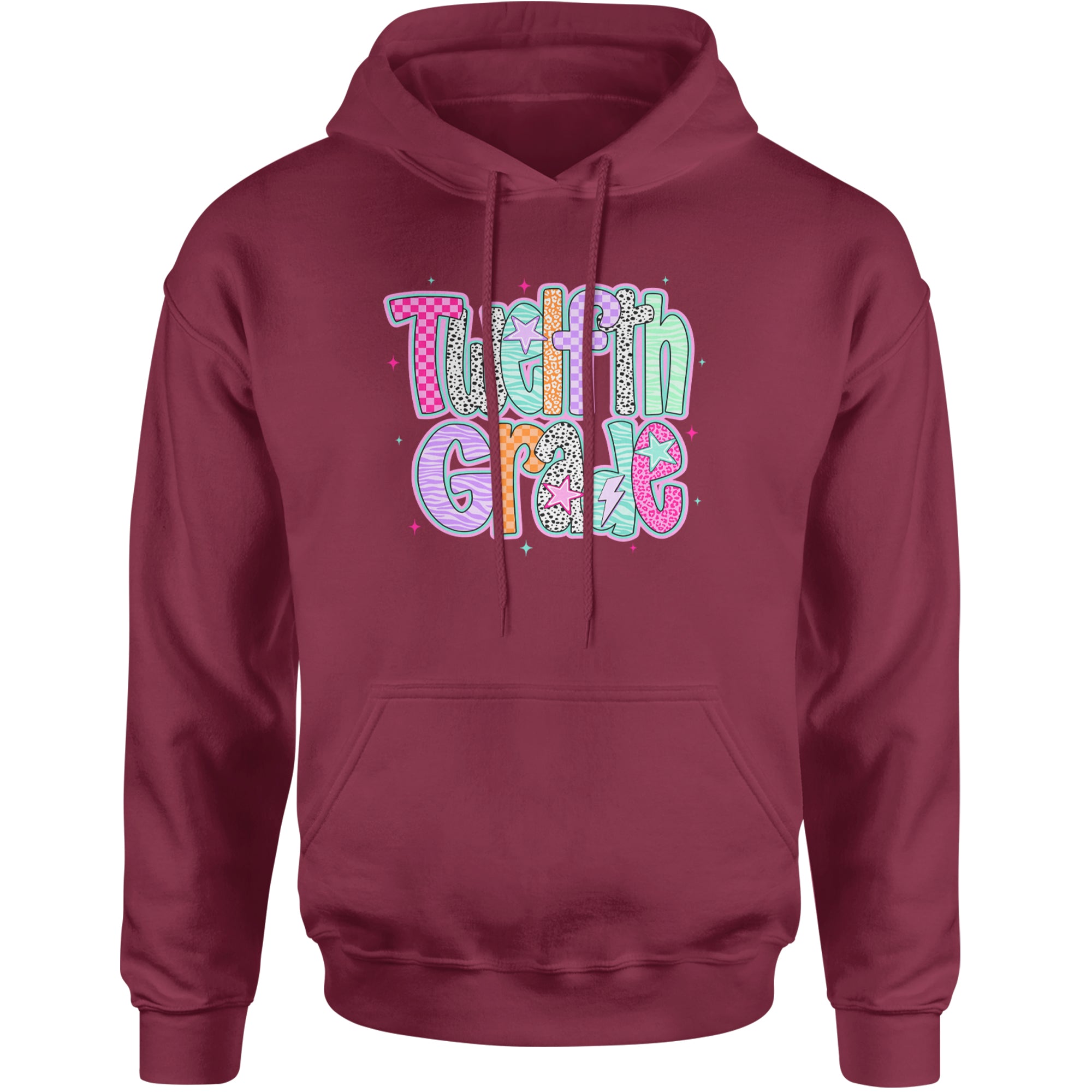 Senior Year Colorful Back to School Adult Hoodie Sweatshirt Maroon