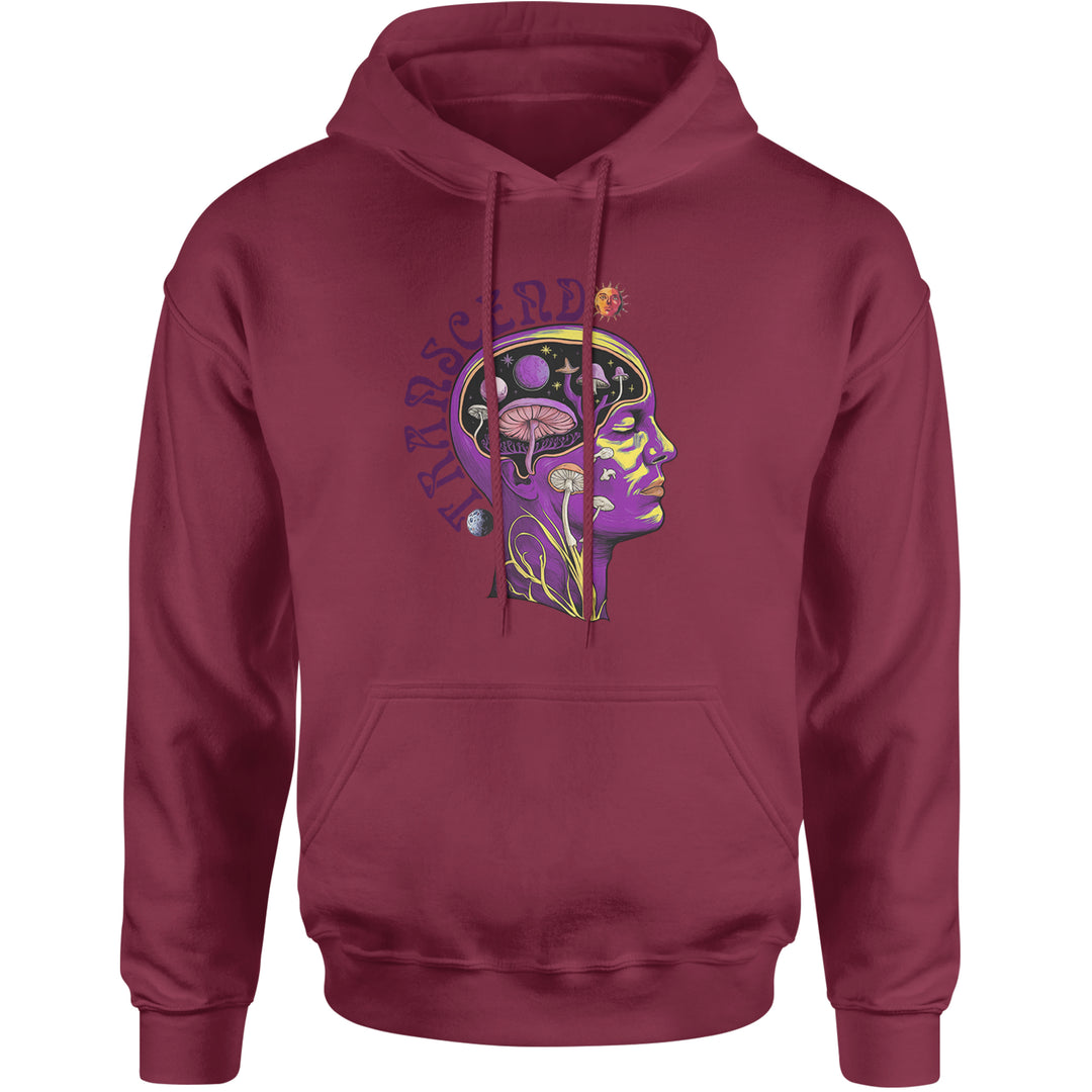 Psychedelic Cosmic Mushroom Head Adult Hoodie Sweatshirt Maroon