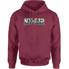 New York City 212 Area Code Skyline  Adult Hoodie Sweatshirt Maroon