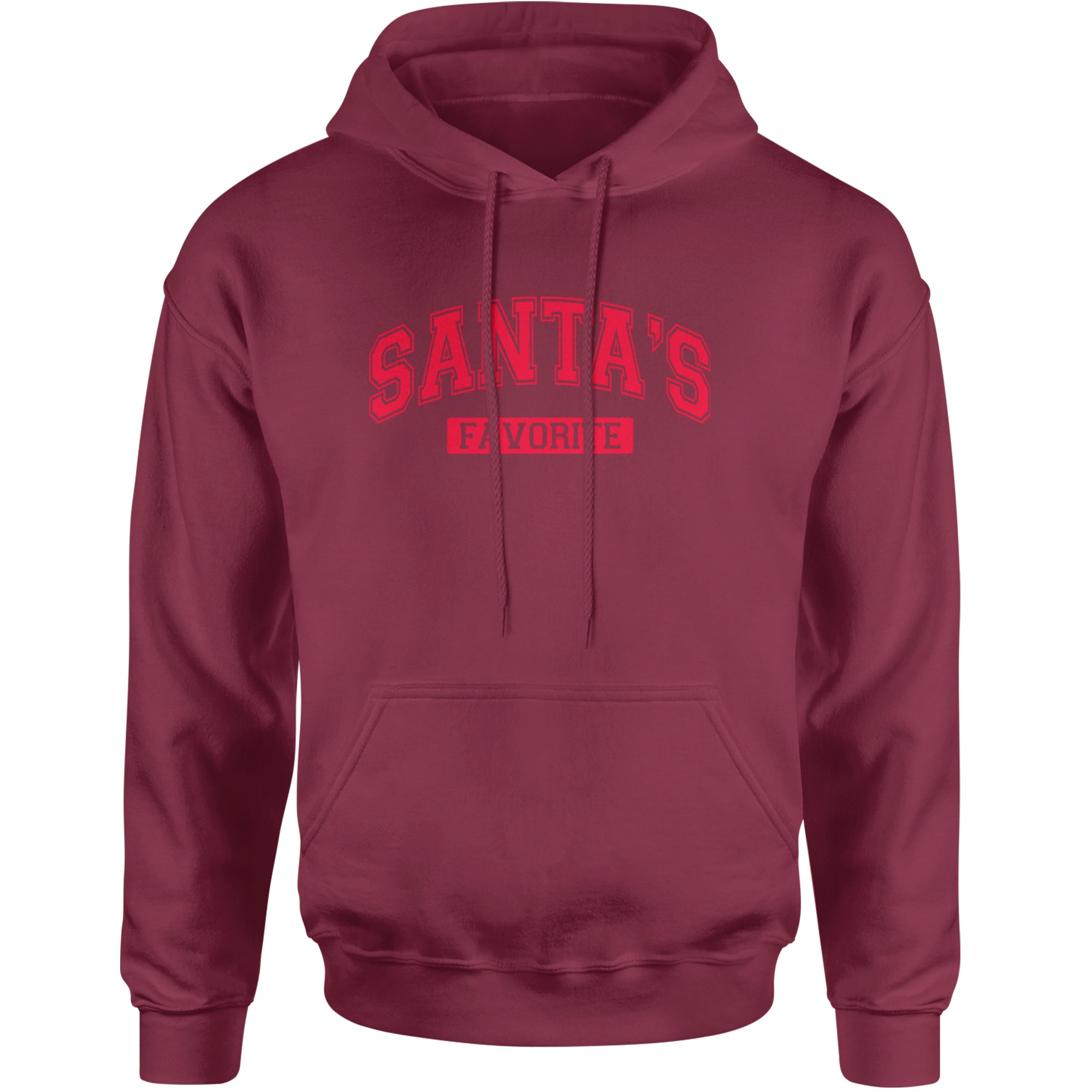 Santa's Favorite Adult Hoodie Sweatshirt Maroon