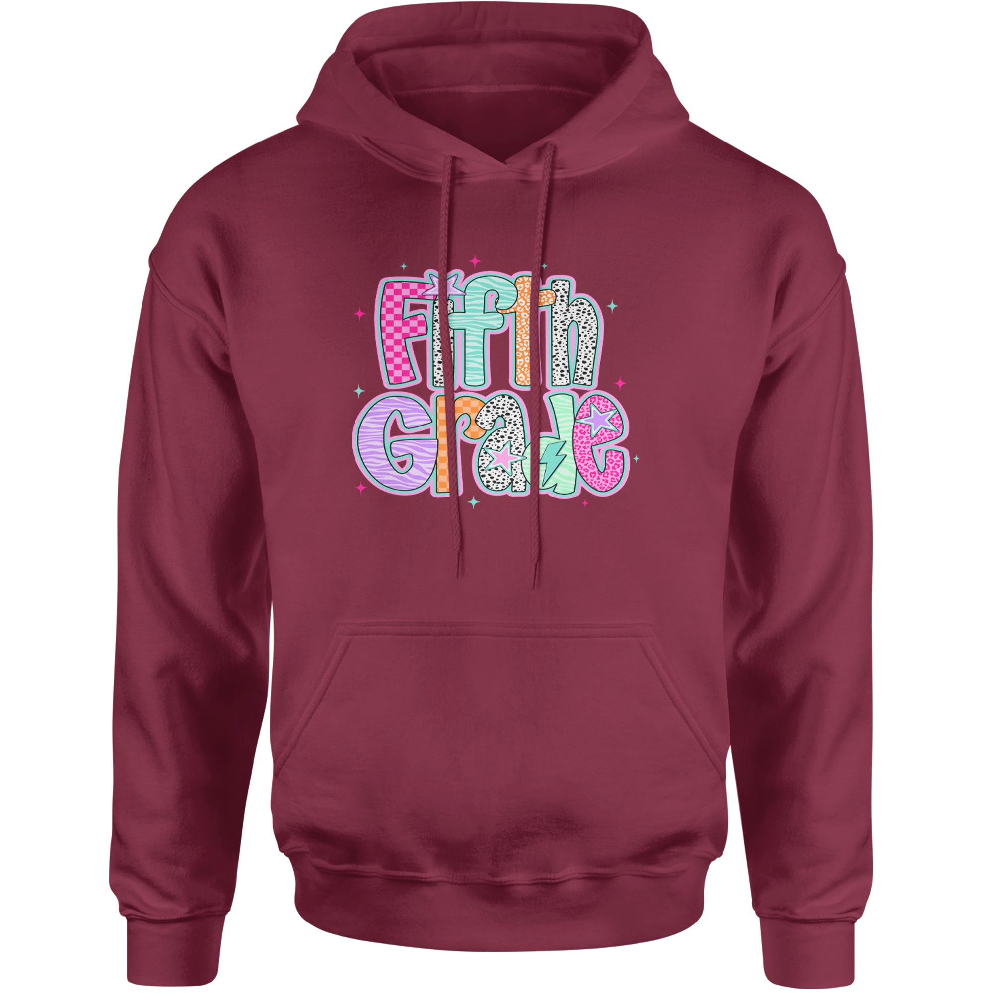 Fifth Grade Fly Colorful Back to School Adult Hoodie Sweatshirt Maroon