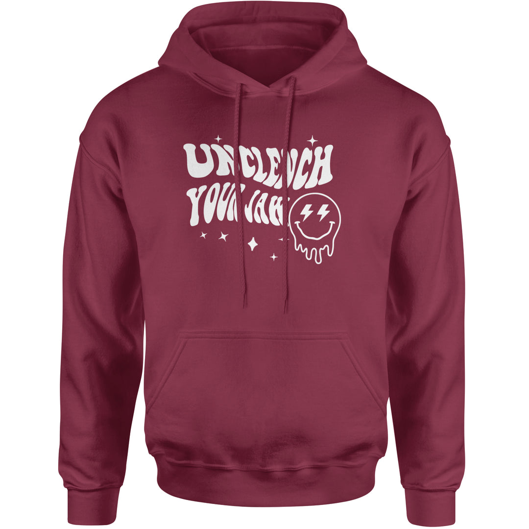 Unclench Your Jaw Festival Rave EDM Adult Hoodie Sweatshirt Maroon