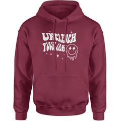 Unclench Your Jaw Festival Rave EDM Adult Hoodie Sweatshirt Maroon