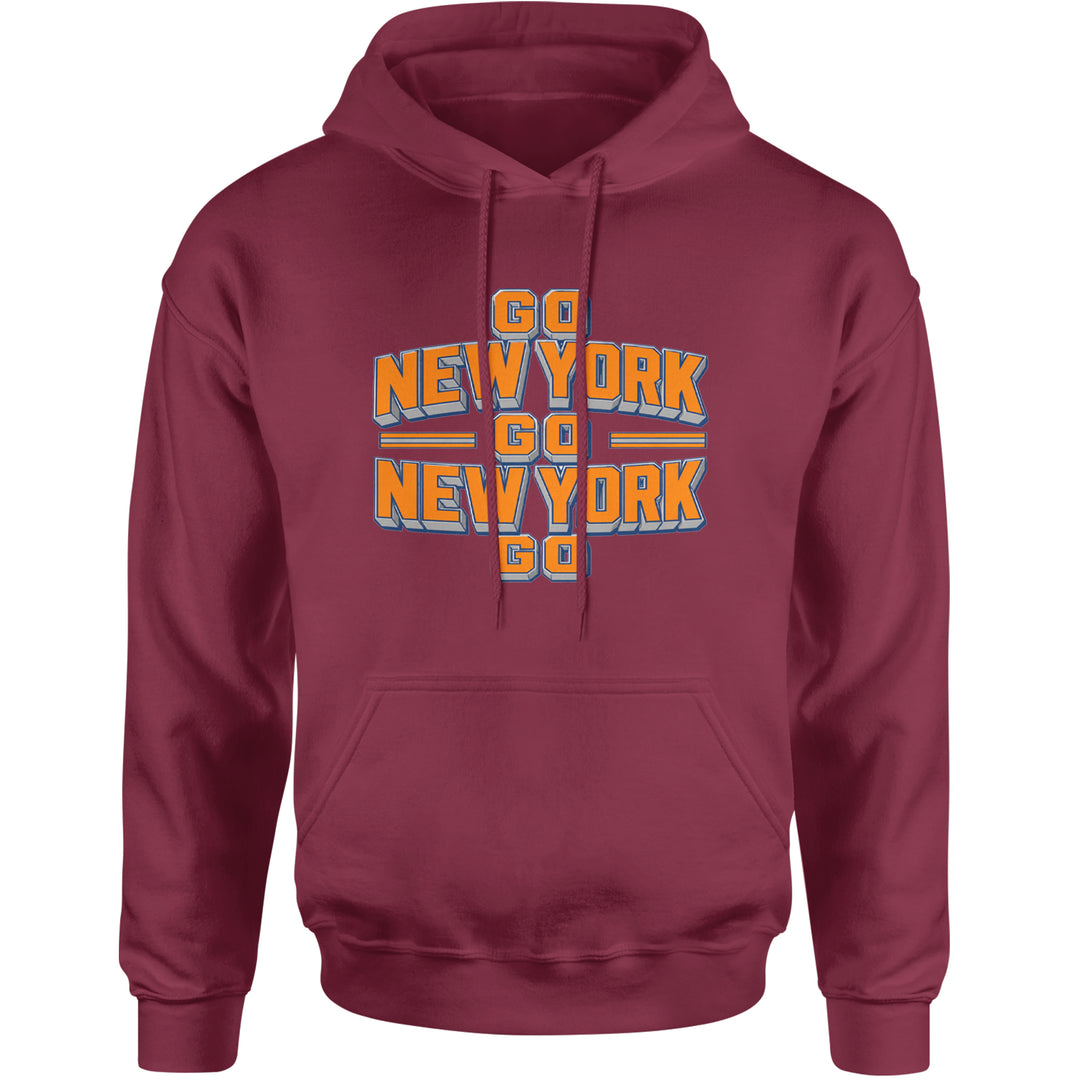 Go New York Go Basketball Adult Hoodie Sweatshirt Maroon