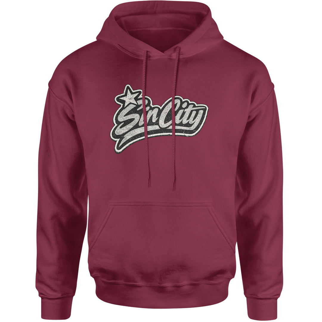 Sin City Vegas Retro Vintage Adult Hoodie Sweatshirt Maroon